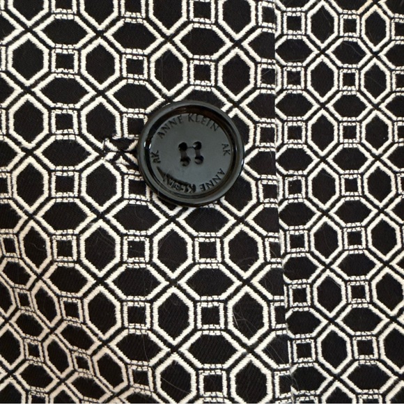 Anne Klein Black and White Geometric Pea Coat - Picture 3 of 15